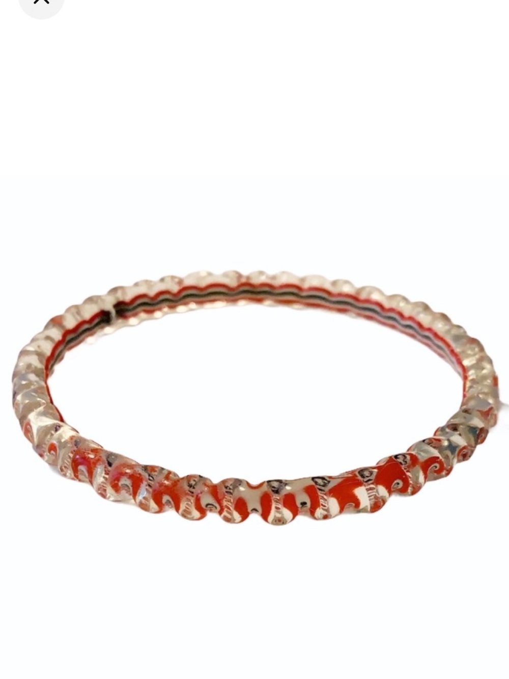 Vintage colorful red plastic bangle bracelet